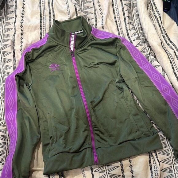 Umbro Green and Purple Bomber Jacket Lightweight Athletic Wear xsmall top gym - Picture 4 of 5